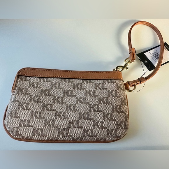Karl Lagerfeld Tan and Brown Monogram Wristlet (Brand new with Tag) - Picture 3 of 5